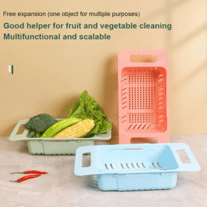 Over the Sink Collapsible Colander Strainer Expandable Basket Vegetable Fruit Washing Basket Strainer