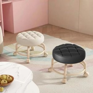 360 Rolling Low Stool Chair with Wheels Modern Simplicity Soft Pack Stool Waterproof and Anti Fouling Household Stool